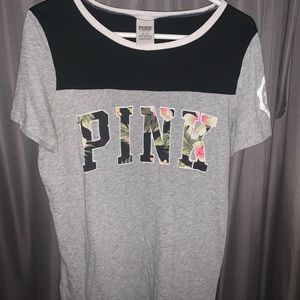 Pink Victoria’s Secret Grey Floral T-Shirt